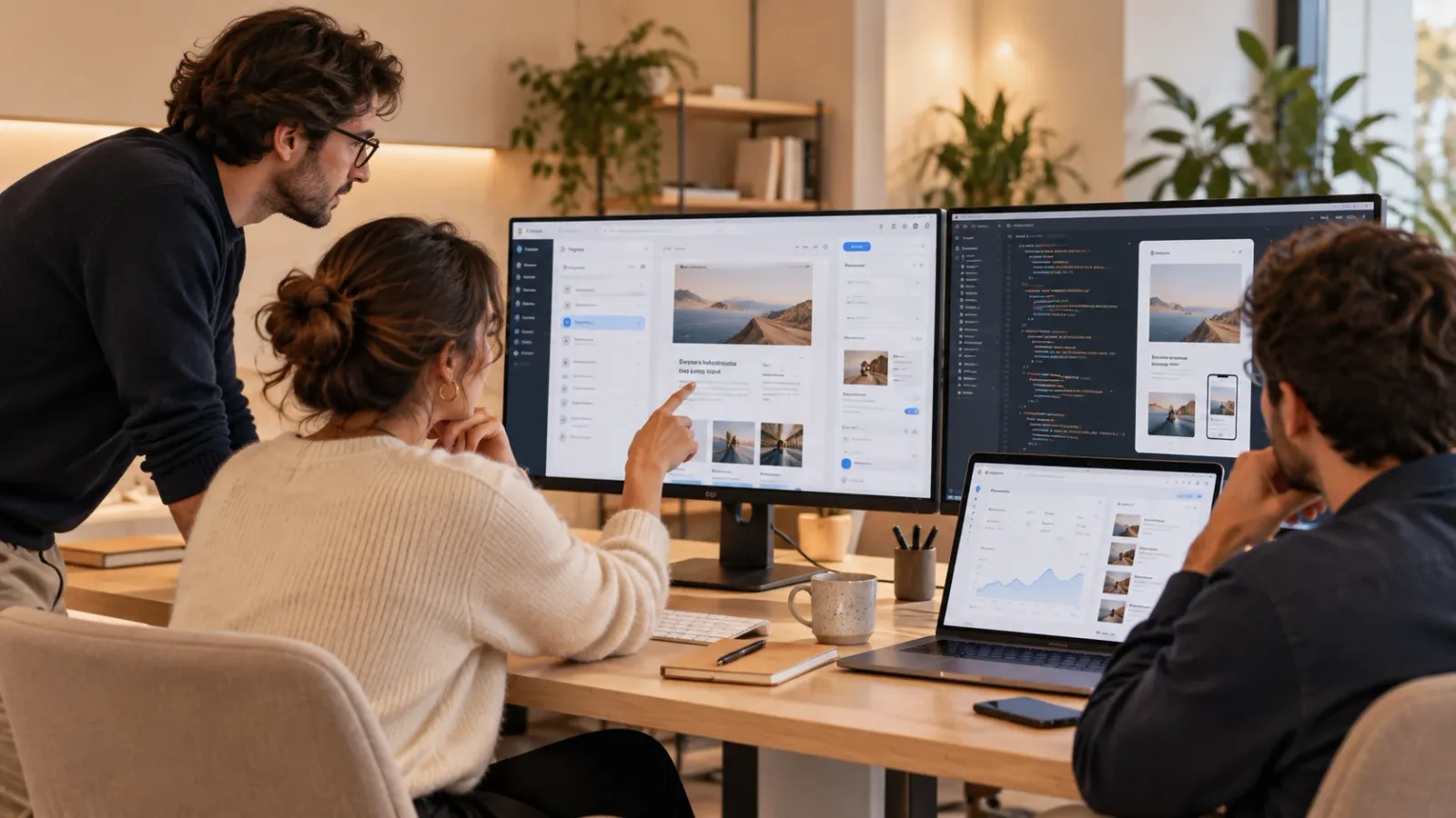 Equipo de Moira Ordo revisando el diseño y el código de una web